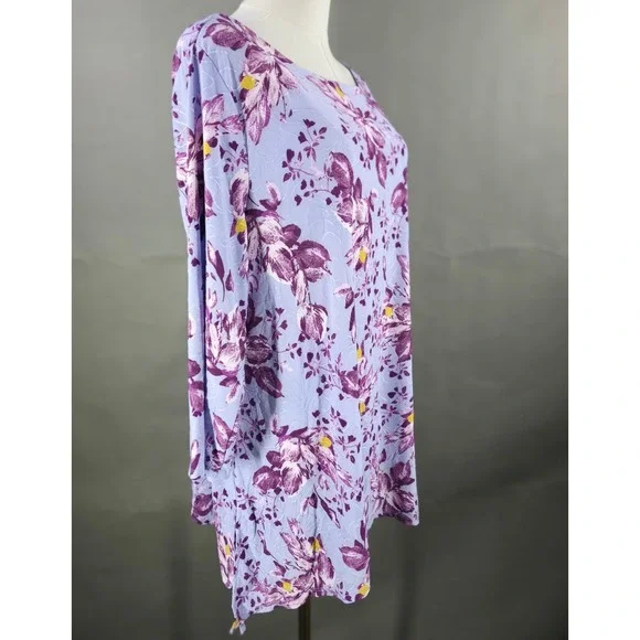 JM Collection Lavender Floral Jacquard Tunic Top Womens XL Boho Cottagecore NWT - Picture 3 of 10